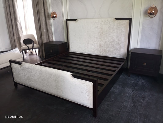 Mahogany Upholstered Sleigh Bed